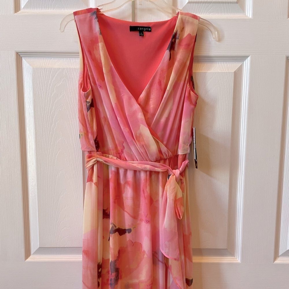 PINK FLORAL SLEEVELESS SANGRIA SURPLUS FRONT SIZE 6 - Picture 2 of 8